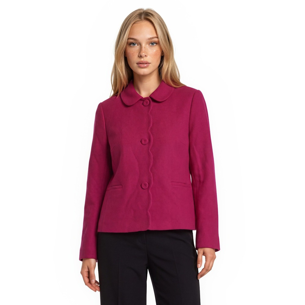 Talbots Blazer Women's Size 14 Pink Scalloped Peter Pan Collar Lined Jacket